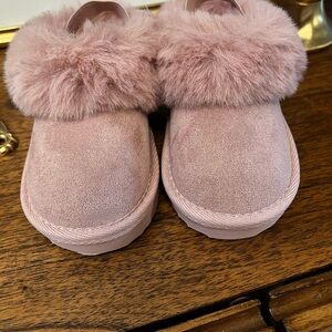 Pink Ugg inspired Faux Fur Toddler Slippers